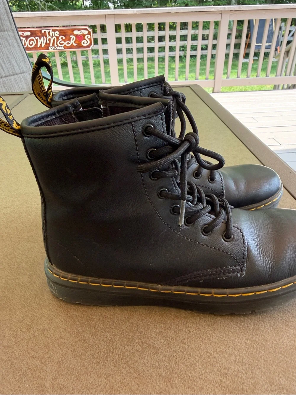 Dr. Martens Zavala J Black Combat Boots Youth US 3 EU 34 Side Zip Lace Up